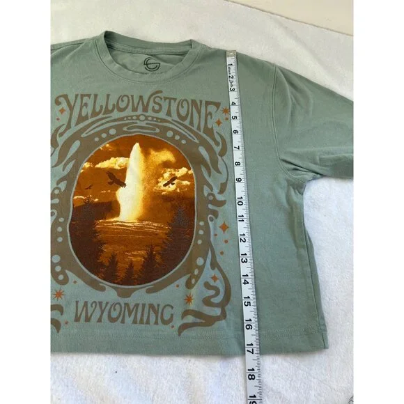 Social Culture Yellowstone Wyoming Crop XS Boho T-Shirt Tee Geyser - Picture 4 of 5